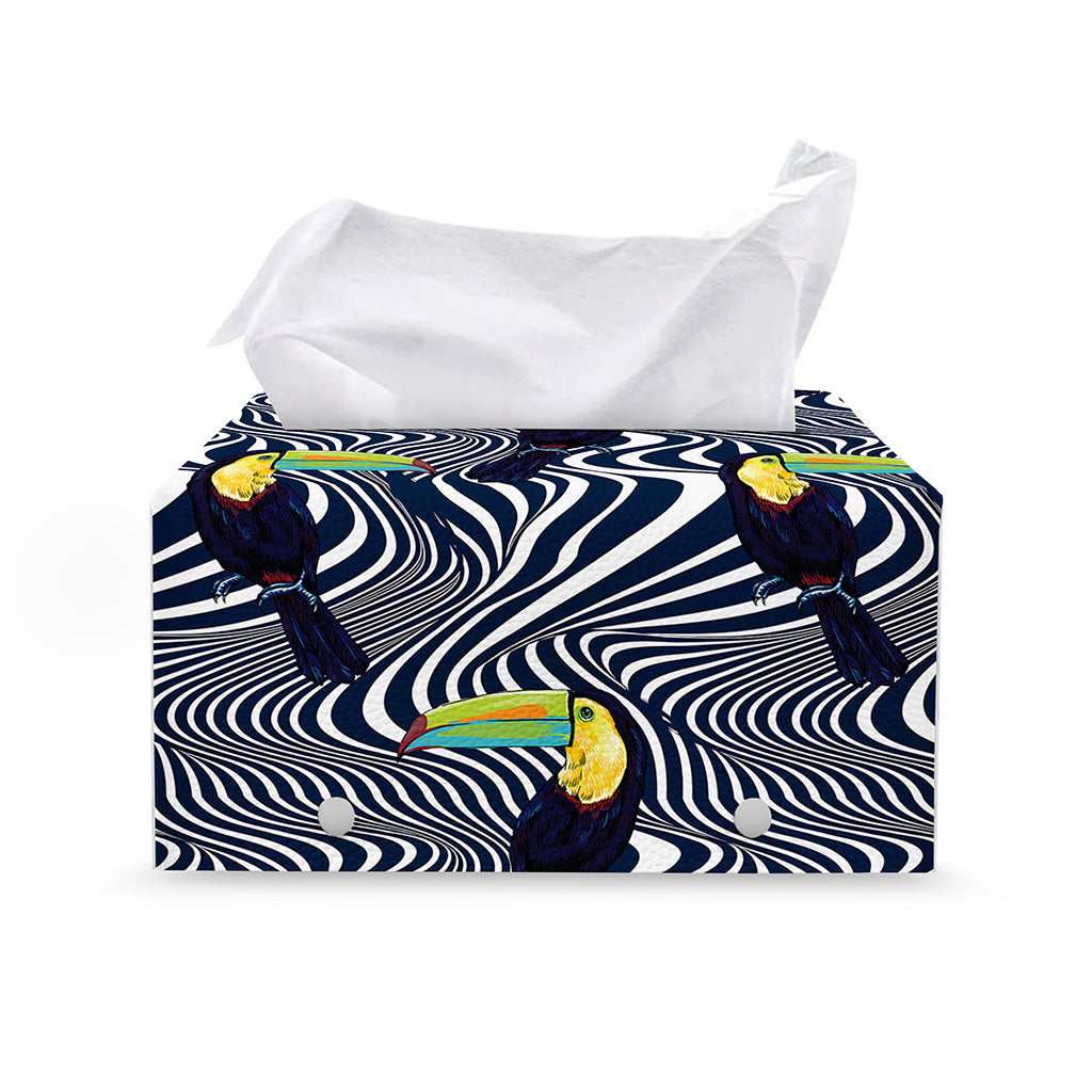 Illusion Toucan Print Leather Tissue Box Cover