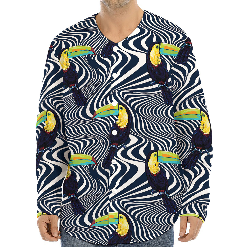 Illusion Toucan Print Long Sleeve Baseball Jersey