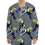 Illusion Toucan Print Long Sleeve Baseball Jersey