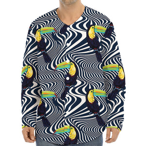 Illusion Toucan Print Long Sleeve Baseball Jersey