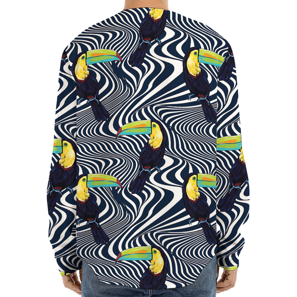 Illusion Toucan Print Long Sleeve Baseball Jersey