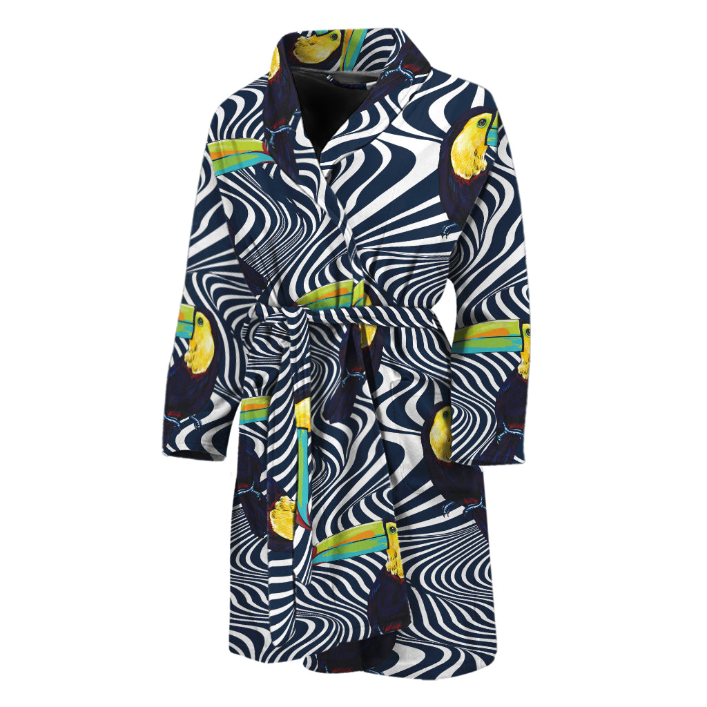 Illusion Toucan Print Men's Bathrobe