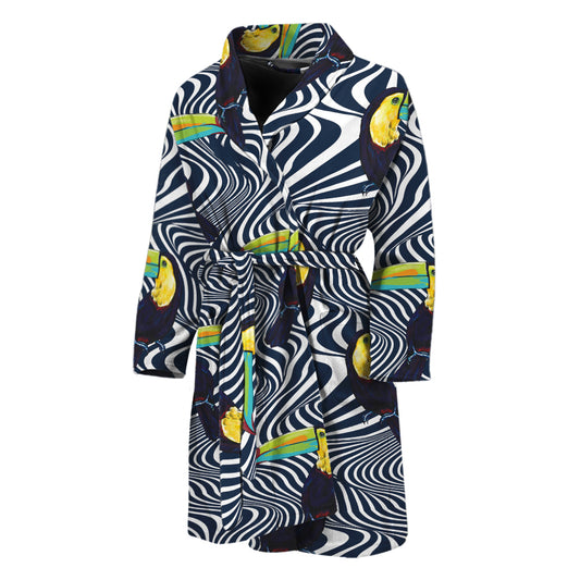 Illusion Toucan Print Men's Bathrobe