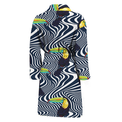 Illusion Toucan Print Men's Bathrobe