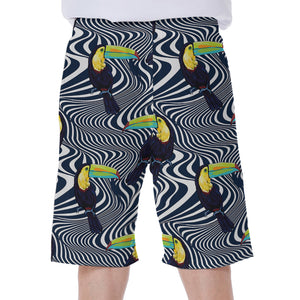 Illusion Toucan Print Men's Beach Shorts