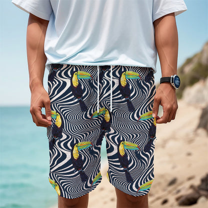 Illusion Toucan Print Men's Cargo Shorts