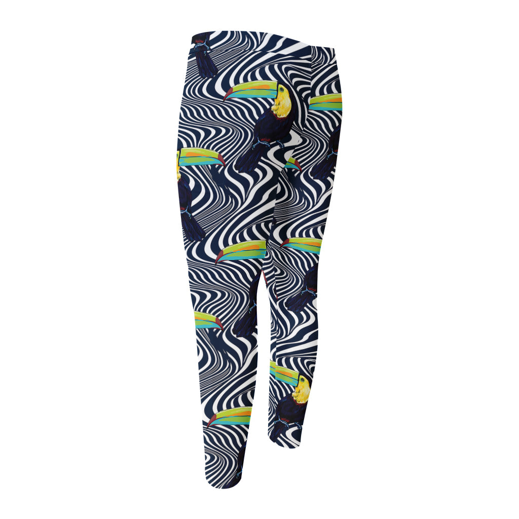 Illusion Toucan Print Men's Compression Pants