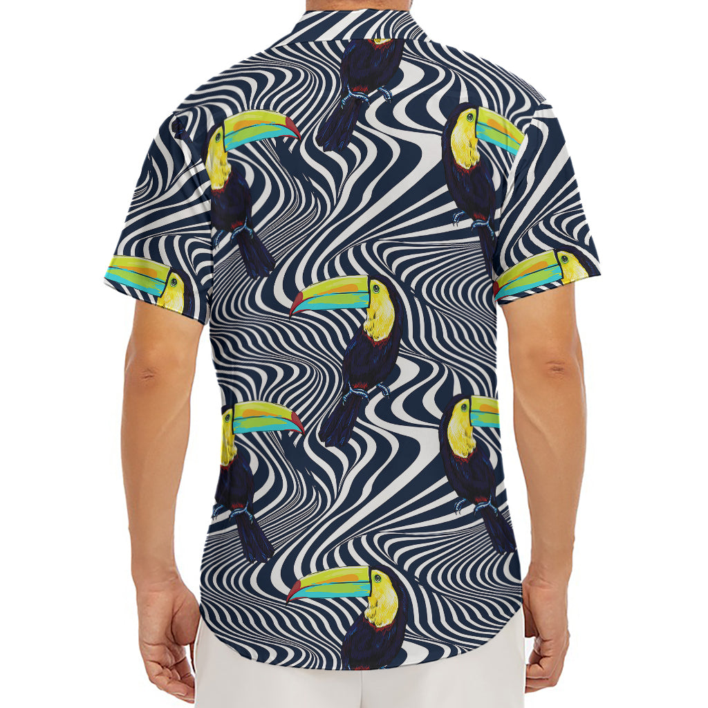 Illusion Toucan Print Men's Deep V-Neck Shirt