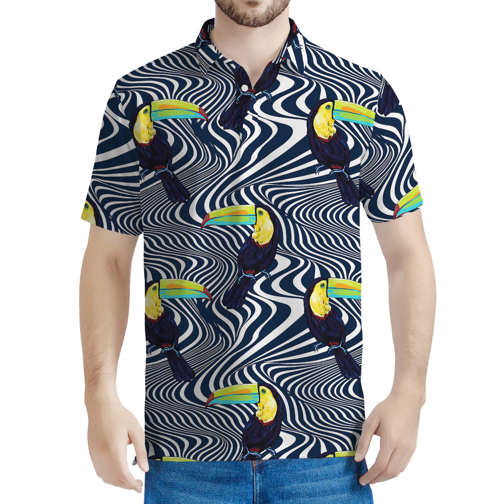 Illusion Toucan Print Men's Polo Shirt