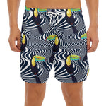Illusion Toucan Print Men's Split Running Shorts