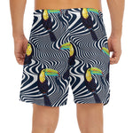 Illusion Toucan Print Men's Split Running Shorts
