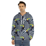 Illusion Toucan Print Men's Velvet Pullover Hoodie
