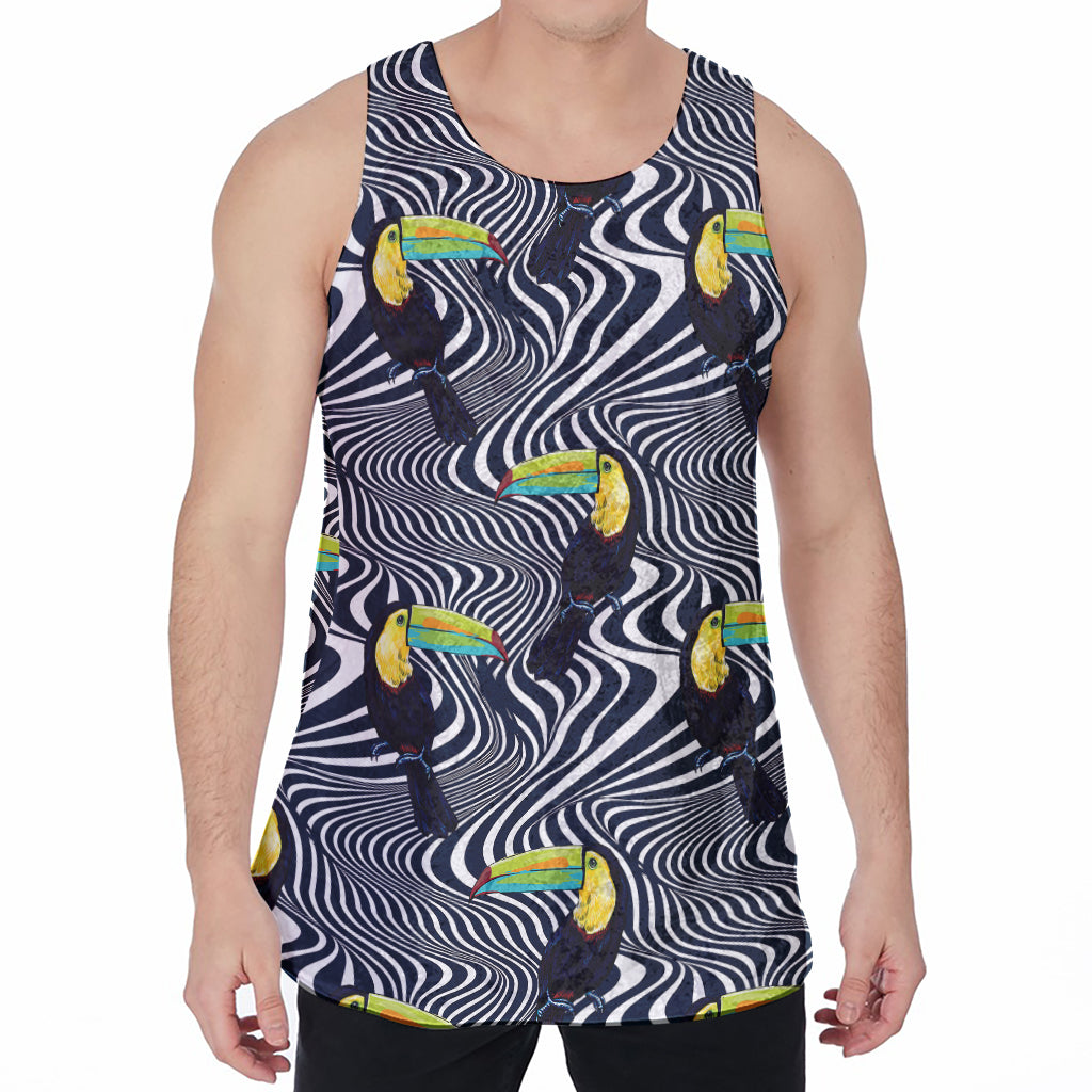 Illusion Toucan Print Men's Velvet Tank Top