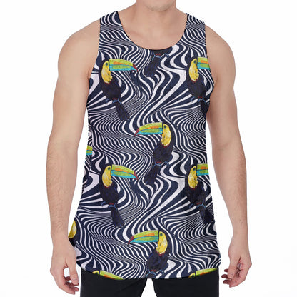 Illusion Toucan Print Men's Velvet Tank Top