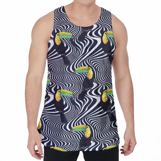 Illusion Toucan Print Men's Velvet Tank Top