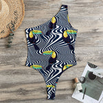 Illusion Toucan Print One Shoulder Bodysuit