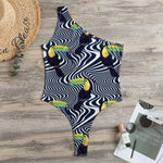 Illusion Toucan Print One Shoulder Bodysuit