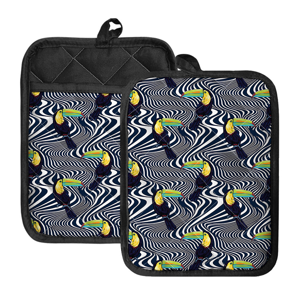 Illusion Toucan Print Pot Holders With Pocket