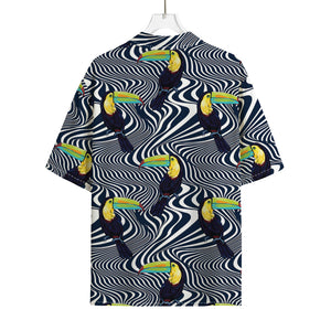 Illusion Toucan Print Rayon Hawaiian Shirt