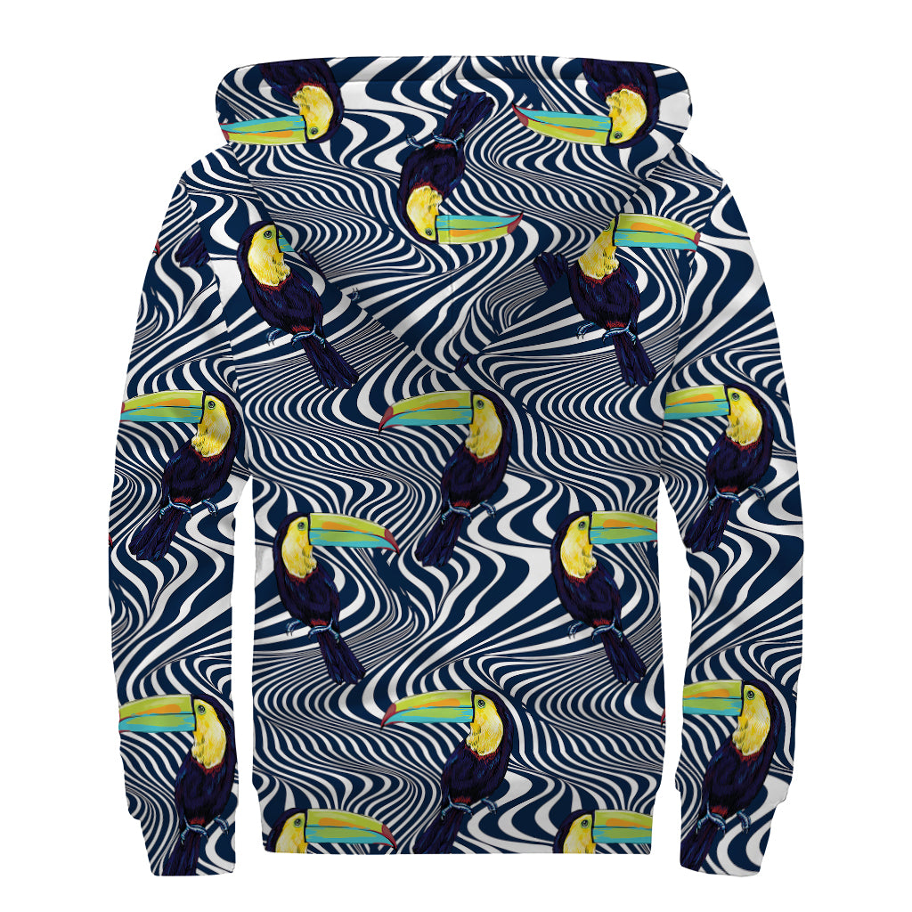 Illusion Toucan Print Sherpa Lined Zip Up Hoodie