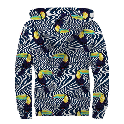 Illusion Toucan Print Sherpa Lined Zip Up Hoodie