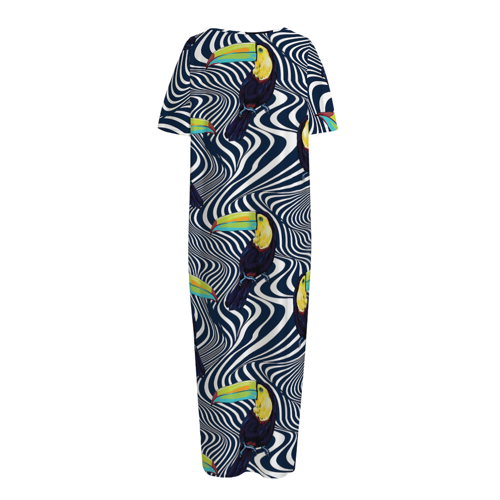 Illusion Toucan Print Short Sleeve Long Nightdress