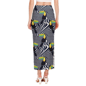 Illusion Toucan Print Side Slit Maxi Skirt