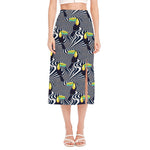 Illusion Toucan Print Side Slit Midi Skirt