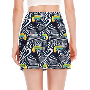 Illusion Toucan Print Side Slit Mini Skirt