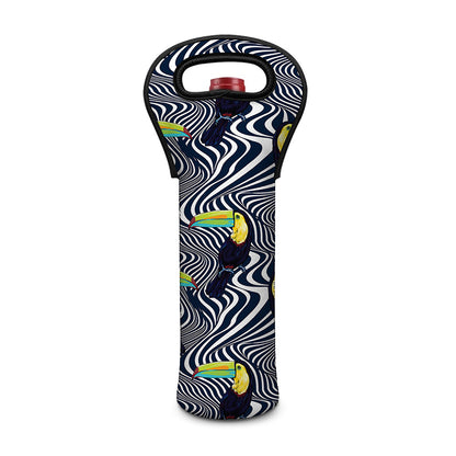 Illusion Toucan Print Single Neoprene Wine Tote