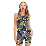 Illusion Toucan Print Sleeveless One Piece Swimsuit