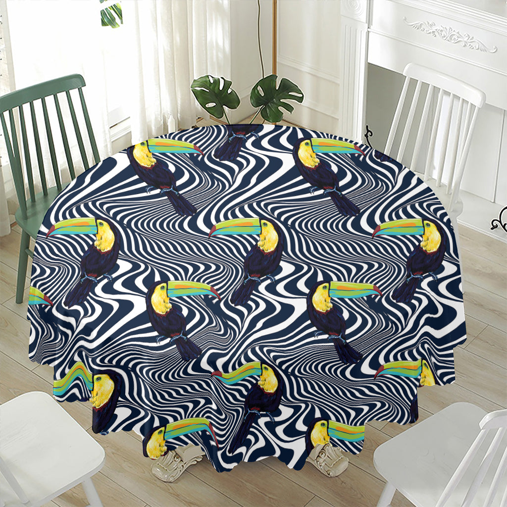 Illusion Toucan Print Waterproof Round Tablecloth