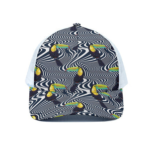 Illusion Toucan Print White Mesh Trucker Cap