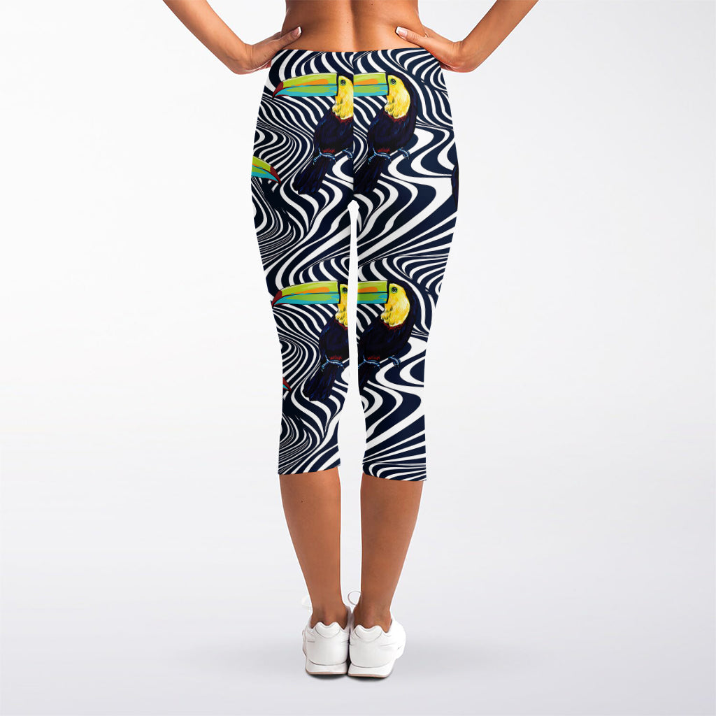 Illusion Toucan Print Women's Capri Leggings