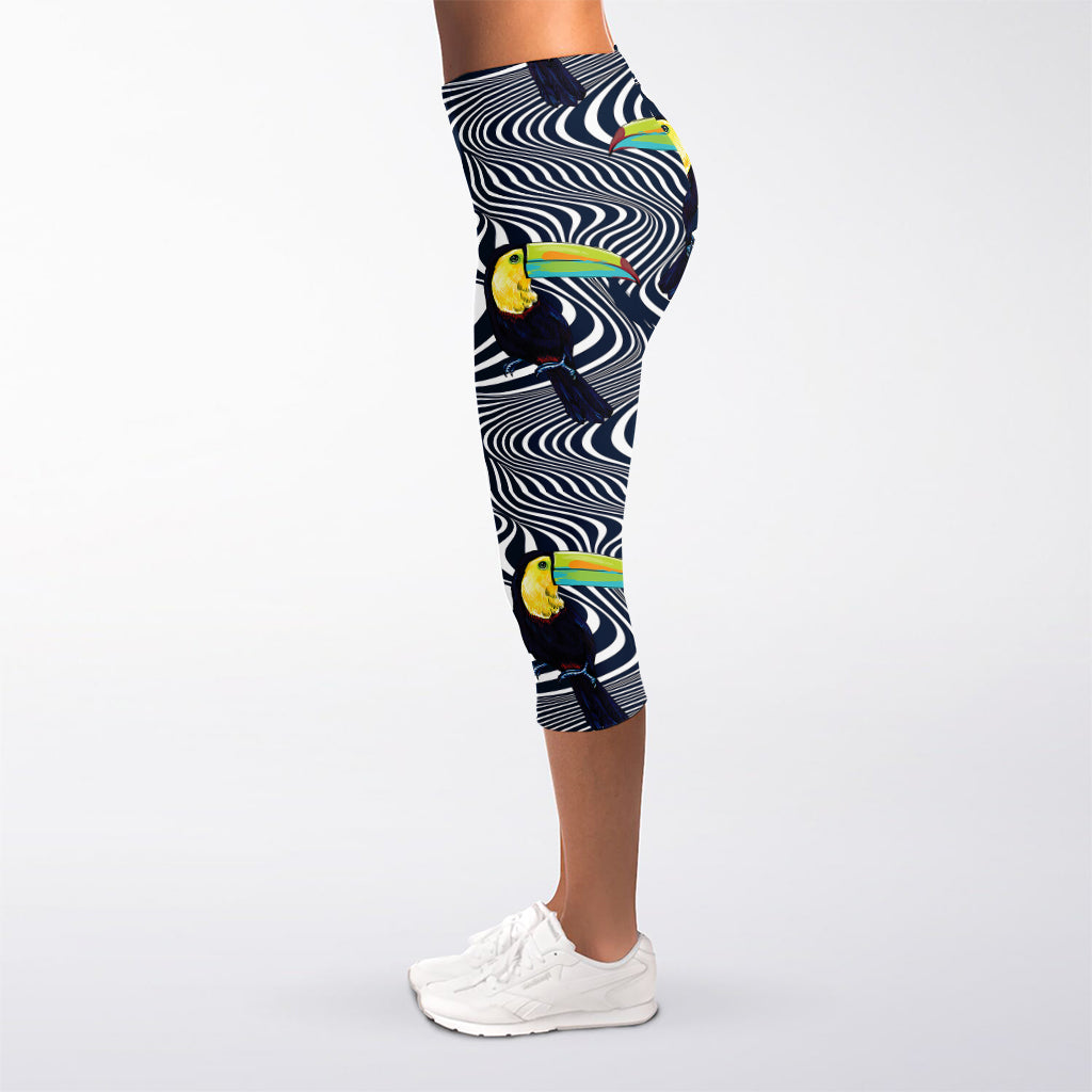 Illusion Toucan Print Women's Capri Leggings