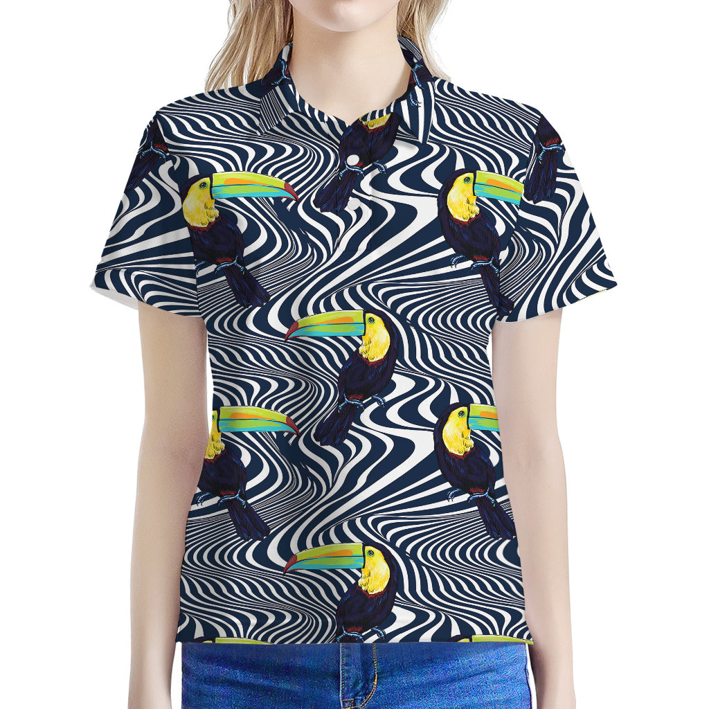 Illusion Toucan Print Women's Polo Shirt