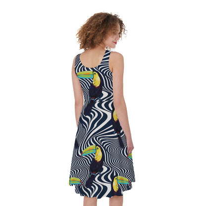 Illusion Toucan Print Women's Sleeveless Dress