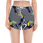 Illusion Toucan Print Women's Split Running Shorts