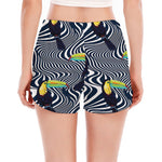Illusion Toucan Print Women's Split Running Shorts