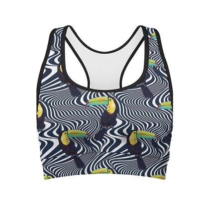 Illusion Toucan Print Women's Sports Bra