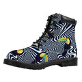 Illusion Toucan Print Padded Collar Lace Up Boots