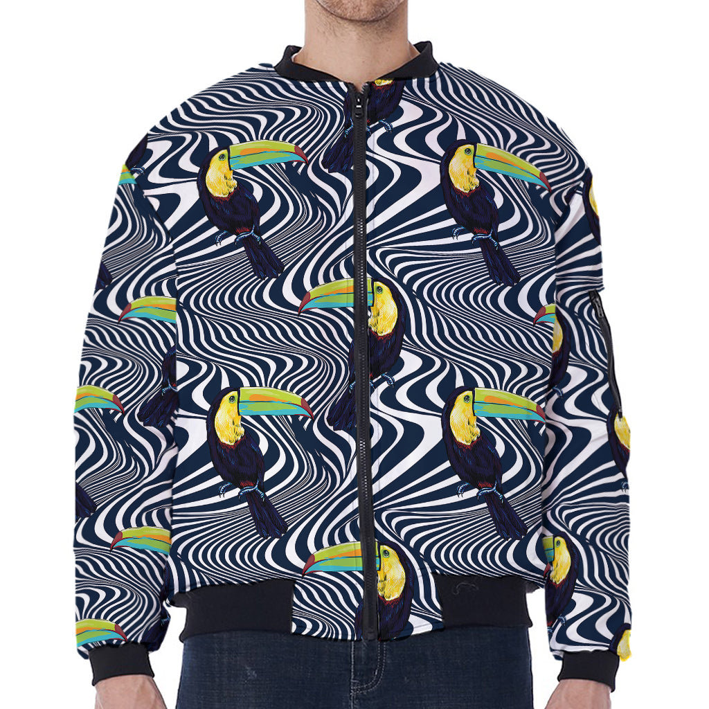 Illusion Toucan Print Zip Sleeve Bomber Jacket