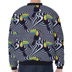 Illusion Toucan Print Zip Sleeve Bomber Jacket