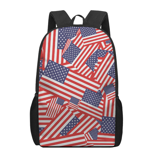 Independence Day USA Flag Pattern Print 17 Inch Backpack
