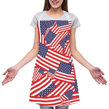 Independence Day USA Flag Pattern Print Adjustable Apron