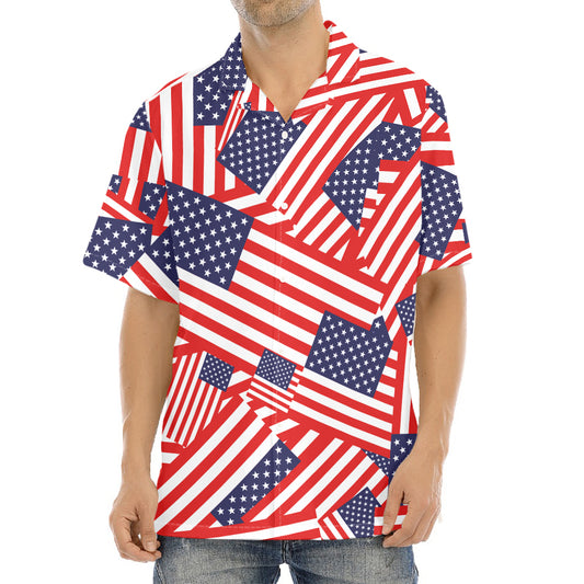 Independence Day USA Flag Pattern Print Aloha Shirt