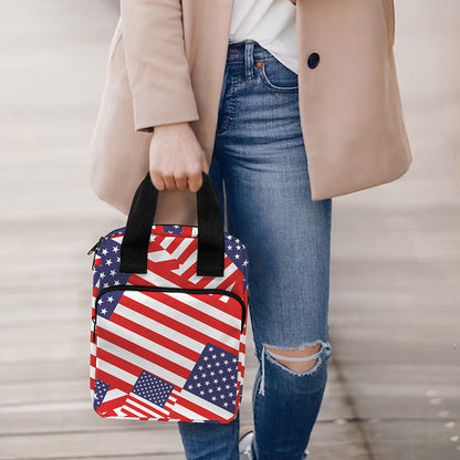 Independence Day USA Flag Pattern Print Bible Tote Bag