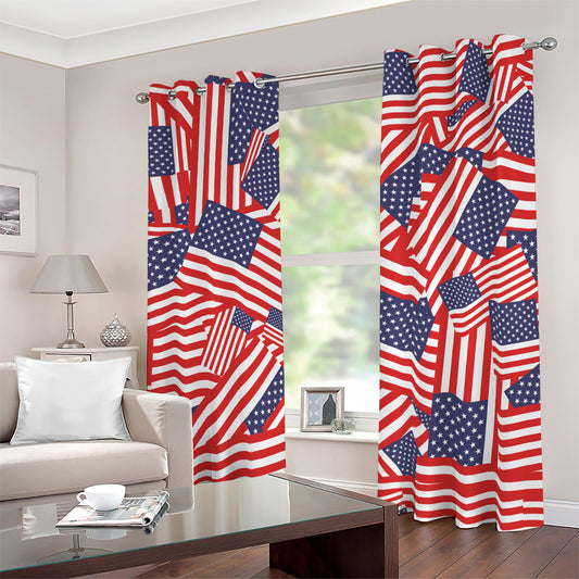 Independence Day USA Flag Pattern Print Blackout Grommet Curtains