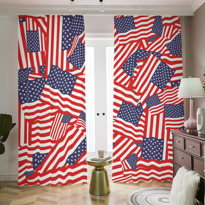 Independence Day USA Flag Pattern Print Blackout Pencil Pleat Curtains