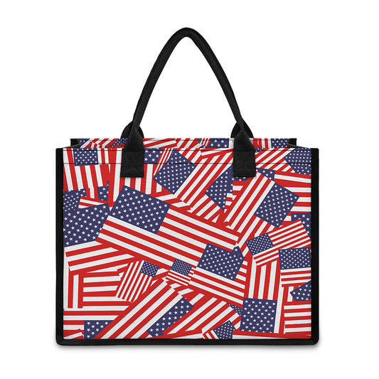 Independence Day USA Flag Pattern Print Canvas Tote Bag